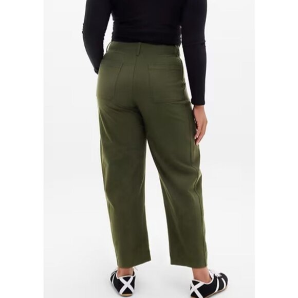 Athleta Skyline High Rise Barrel Leg Pant Aspen Olive-sz 14 Petite - Picture 2 of 12